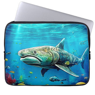 Haifisch-Ozean-Raubtier-Kunst Laptopschutzhülle