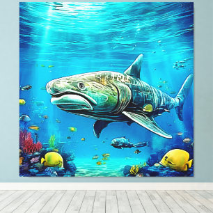 Haifisch-Ozean-Raubtier-Kunst Leinwanddruck