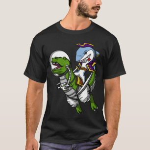 Haifisch-Piraten-Astronauten-Reitraum T-Rex T-Shirt