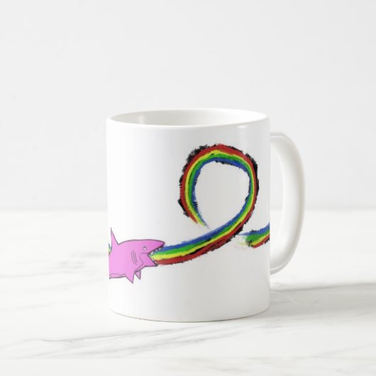 Haifisch-Regenbogen Wurf-oben Kaffeetasse (VorderseiteRechts)