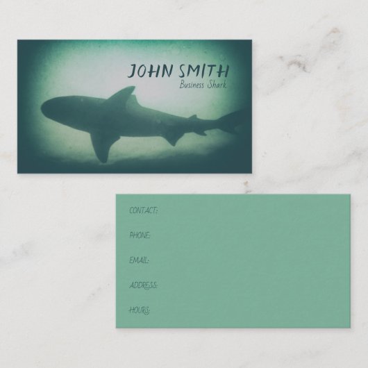 Haifisch-Silhouette, die Unterwasserseegeschöpf Visitenkarte (Vorne/Hinten)