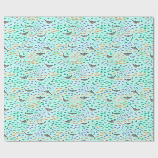 Haifisch-Spaß Geschenkpapier (Flach)