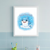 Haifisch-Splash-Kinder-Badezimmer-Wandkunst Poster