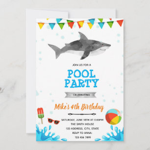 Haifisch-Strand-Poolparty Einladung