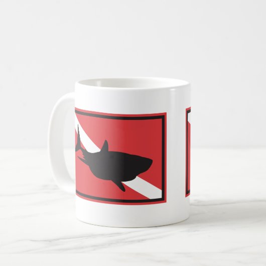 Haifisch-Tauchflagge Kaffeetasse (Vorderseite Links)