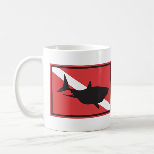 Haifisch-Tauchflagge Kaffeetasse (Links)