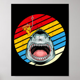 Haifisch-Tee-Fisch-Pizza Retro-Vintage-Pizzeria-Pi Poster