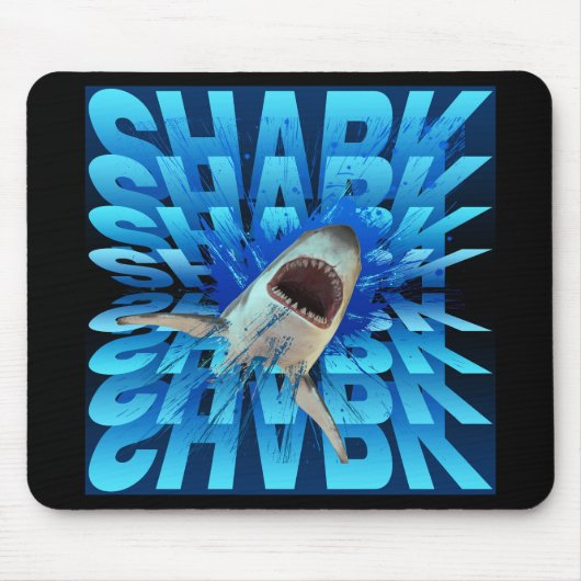 Haifisch-Text-Effekt-Typografie Mousepad (Vorne)