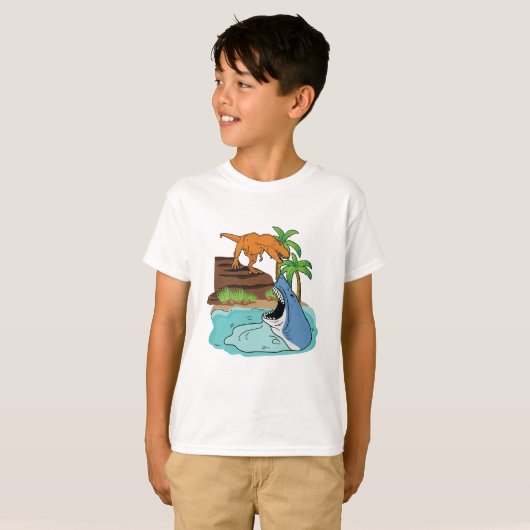 Haifisch und Dinosaurier für Jungen T-Shirt (Vorne ganz)
