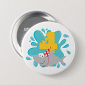 Haifisch vierter Geburtstag Button (Vorne & Hinten)