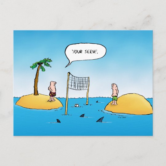 Haifisch Volleyball Lustige Cartoon Postkarte Postkarte Zazzle De