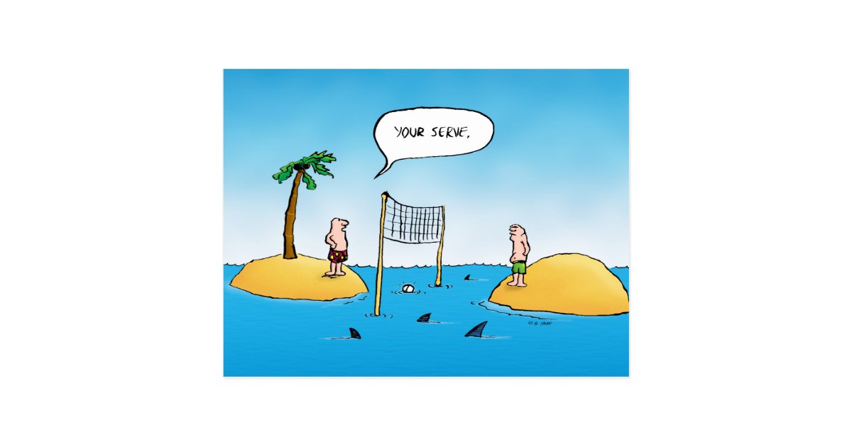 HaifischVolleyballlustige CartoonPostkarte Postkarte Zazzle.de