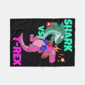 Haifisch vs. Dinosaurier T Rex Boxhandschuhe für K Fleecedecke (Vorderseite (Horizontal))