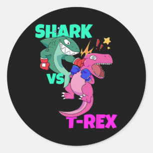 Haifisch vs. Dinosaurier T Rex Boxhandschuhe für K Runder Aufkleber
