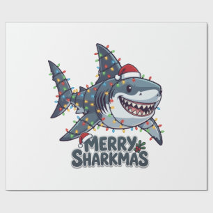 Haifisch-Weihnachtsmann-Hut Weihnachtslichter Fröh Geschenkpapier