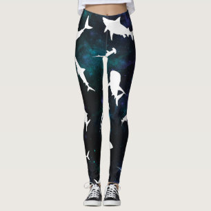 Haifisch-weißer Schatten auf der Dunklen Galaxie Leggings