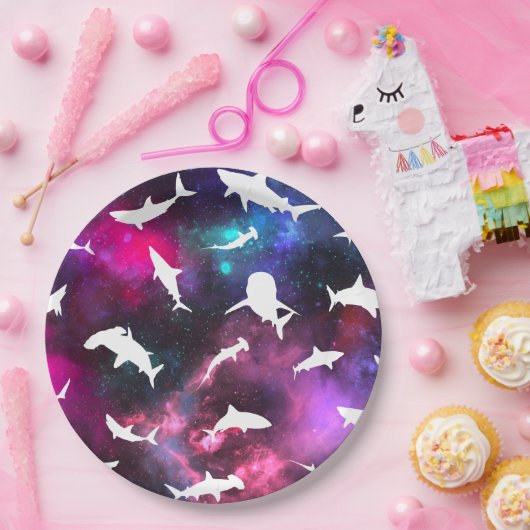 Haifisch-weißer Schatten auf der Dunklen Galaxie Pappteller (Party)