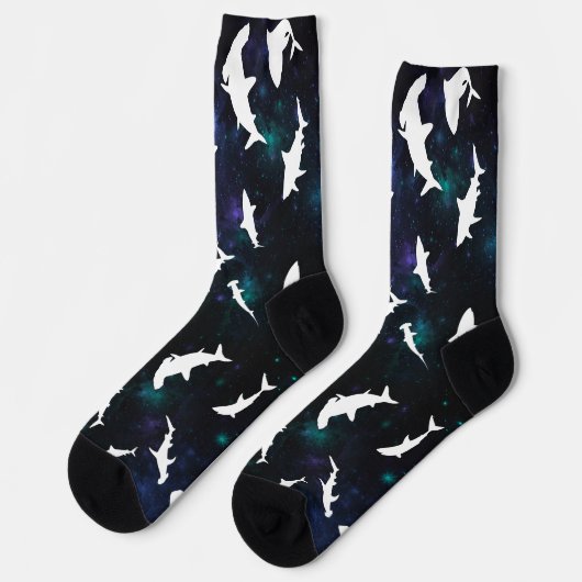 Haifisch-weißer Schatten auf der Dunklen Galaxie Socken (Linkes Detail)