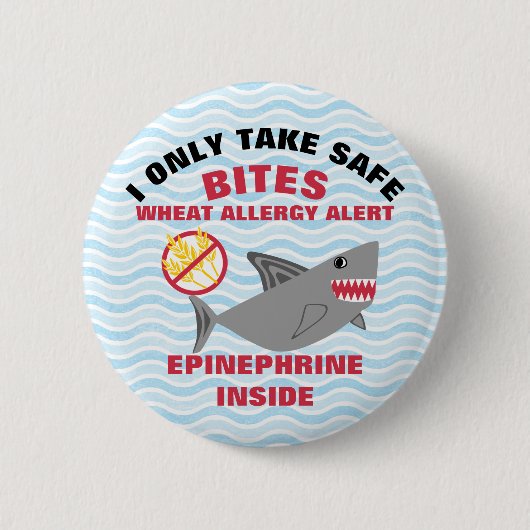 Haifisch-Weizen-Allergie-Alarm-Knopf Button (Vorderseite)