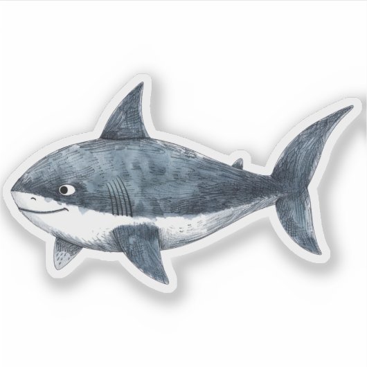 Haifisch zeichnend klein aufkleber (Vorderseite)