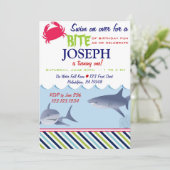 Haifisch zum Geburtstag Einladung (Stehend Vorderseite)