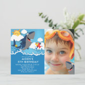 Haifischbecken Geburtstagseinladung Einladung (Stehend Vorderseite)