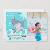 Haifischbecken Geburtstagsparty Foto Einladung (Vorderseite)