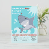Haifischbecken Geburtstagsparty Sharktastic Einladung (Stehend Vorderseite)