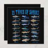 Haifische 21 Arten von Haien Einladung (Vorne/Hinten)