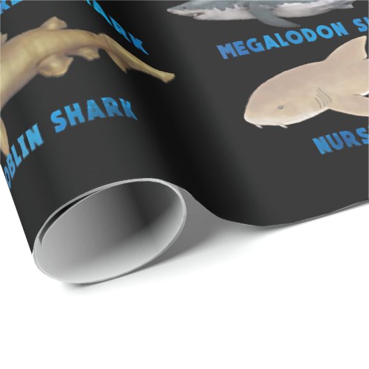 Haifische 21 Arten von Haien Geschenkpapier (Rolleneckpunkt)