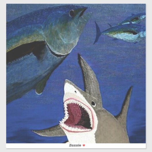 Haifische, die Thunfischaufkleber angreifen Aufkleber (Blatt)