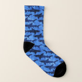 Haifische im tiefen blauen Meer lustig Socken (Links - Innen)