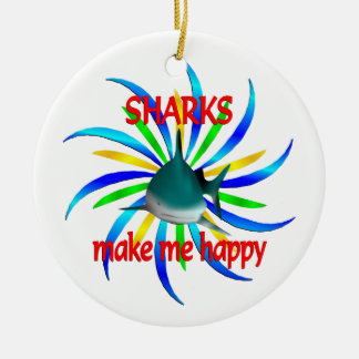 Haifische machen mich glücklich keramik ornament