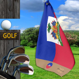 Haifischfahne & Haitis mit Monogramm Golfhandtuch