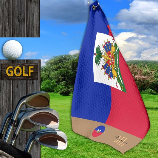 Haifischfahne & Haitis mit Monogramm Golfhandtuch