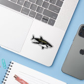 Haifischfisch - angepasste Form Aufkleber (Laptop mit iPhone)