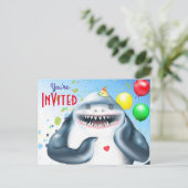 Haifischfisch Kindergeburtstag Einladung Postkarte (Stehend Vorderseite)