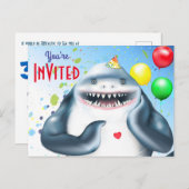 Haifischfisch Kindergeburtstag Einladung Postkarte (Vorne/Hinten)