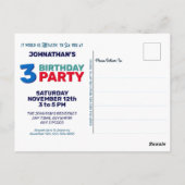 Haifischfisch Kindergeburtstag Einladung Postkarte (Rückseite)