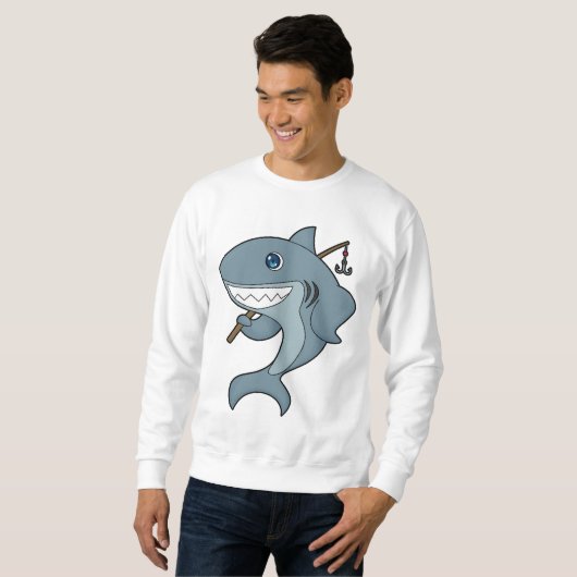 Haifischfischfischerei - Fischfangstange Sweatshirt (Vorne ganz)