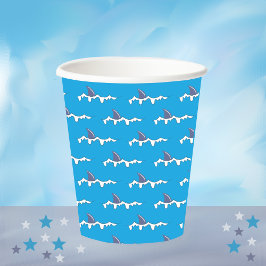 Haifischflossen Doodle Blue Paper Cups Pappbecher