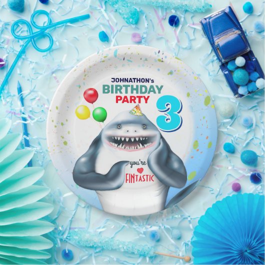 Haifischflossen-Kindergeburtstag Pappteller (Party)