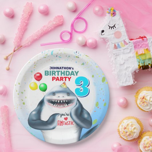 Haifischflossen-Kindergeburtstag Pappteller (Party)