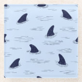 Haifischflossen-Ozeanmuster Glasuntersetzer (Vorderseite)