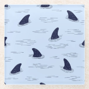 Haifischflossen-Ozeanmuster Glasuntersetzer