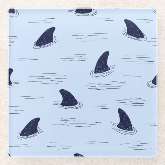 Haifischflossen-Ozeanmuster Glasuntersetzer (Vorderseite)