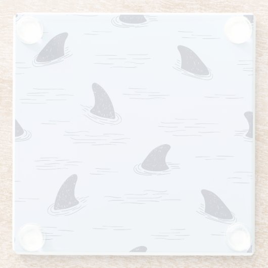 Haifischflossen-Ozeanmuster Glasuntersetzer (Rückseite)
