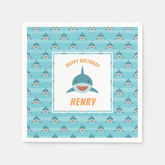 Haifischköder Personalisiert Geburtstagspartei Serviette (Vorderseite)