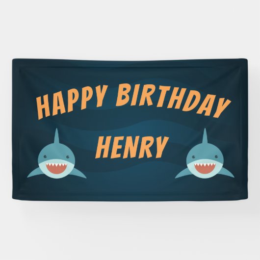 Haifischköder | Personalisierte Geburtstagspartei Banner (Horizontal)