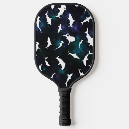 Haifischschatten auf der Dunklen Galaxie Pickleball Schläger (Vorderseite)